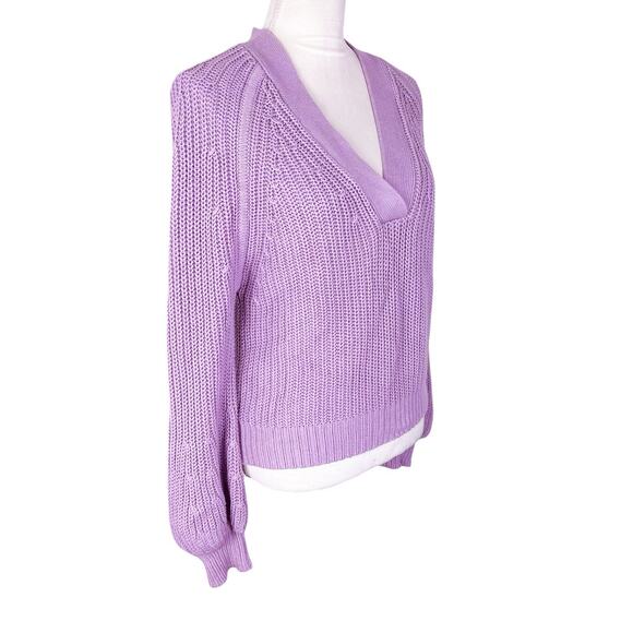 Apiece Apart Astro V-Neck Chunky Knit Sweater Lavender Cotton Cashmere Size XS - Picture 5 of 9